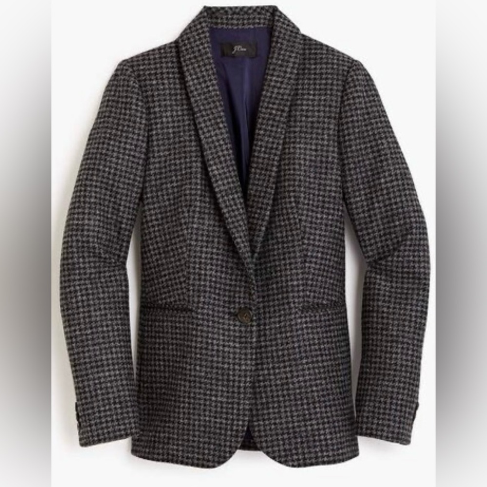 J crew parke wool grey houndstooth blazer